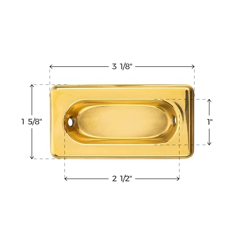 UNIQANTIQ HARDWARE SUPPLY Brass Recessed Sash Window Lift with Beveled Edge - 3-1/8" x 1-5/8" - Pack of 1 - Stamped Brass Pull for Vertical Sliding Sash Windows - UA-823-PB (1) - color: Brass