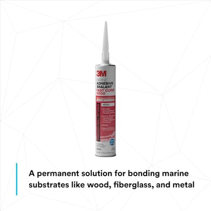 3M Marine Adhesive Sealant 5200FC Fast Cure, White, 10 fl oz Cartridge - size: 10 fl.oz cartridge