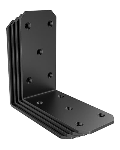 5 Inch Heavy Duty L Brackets, 90 Degree Bracket, Black-4 Pcs - color: Black-4 Pcs