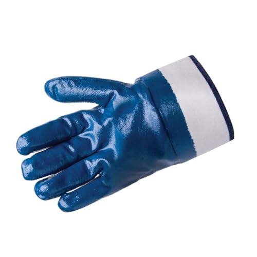 Liberty Glove & Safety 9460SP Fully Coated Nitrile Gloves with 2-1/2" Safety Cuff, Jersey Lined, Abrasion-Resistant Grip, Industrial Work Gloves | Blue, Large, Pack of 12 - size: Large (Pack of 12)