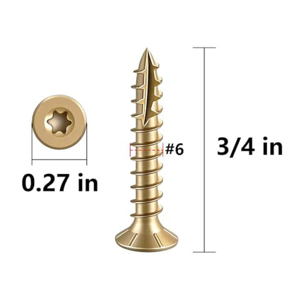 Wensilon #6 * 3/4" Yellow Deck Screws 927pcs 2 lbs 3.5x19mm - color: Yellow, size: #6*3/4"