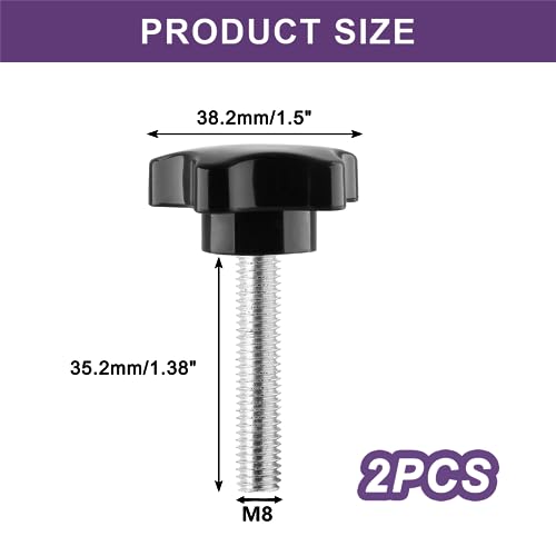 M8 x 35mm Thread Star Knobs, 2 Pieces - size: M8 x 35mm, style: Star Handle