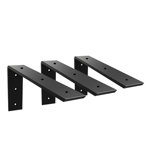 3 Pack 10" x 6" x 2.5" Heavy Duty Granite Countertop Brackets, Black Iron, Wall Mount, L Shape, 300LB Capacity Each - size: 10"x6"x2.5"-3pack, style: Black-3/8" Thick