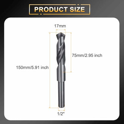 HARFINGTON 17mm Drill Bit 1/2" Reduced Shank Round 4241 HSS 118° - size: 17mm, style: 1/2" Shank