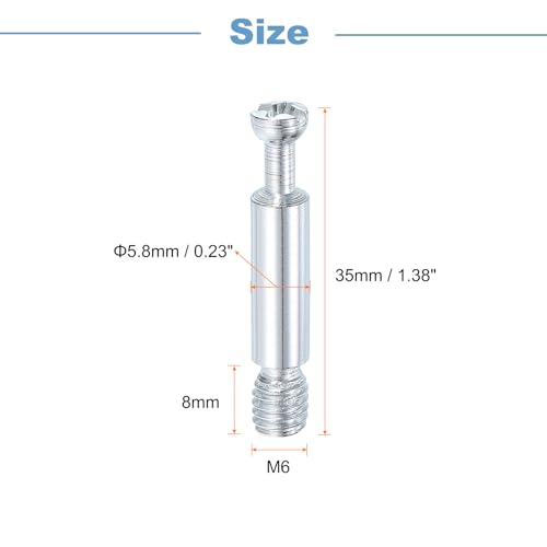 uxcell 10Pcs 35mm Furniture Connecting Fittings, Thread Bolts Dowels Screws, Metal Dowel Fitting Fasteners for Cabinet Drawer and Wardrobe Furniture, Silver - size: 35mm