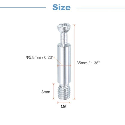 uxcell 10Pcs 35mm Furniture Connecting Fittings, Thread Bolts Dowels Screws, Metal Dowel Fitting Fasteners for Cabinet Drawer and Wardrobe Furniture, Silver - size: 35mm