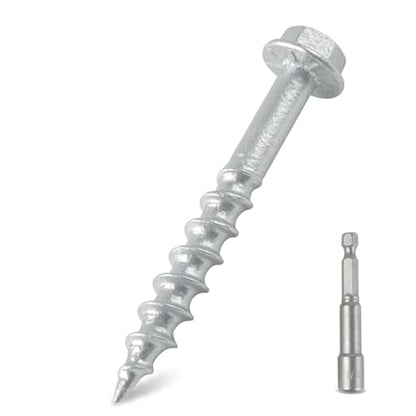 #9 x 1-1/2“ Connector Screws, Joist Hanger Screws 1/4" Hex Head with 0.380"-Dia, Mechanical Galvanized,for Construction, Home Improvement (500PCS) - size: #9-1x1/2"