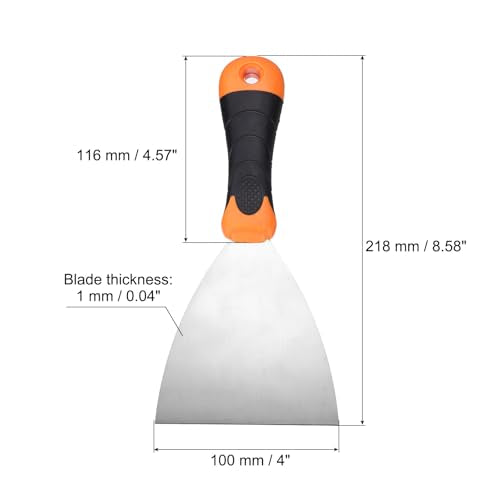 uxcell Putty Knife 4" Stainless Steel Paint Scraper Flexible Drywall Repair Mud Knives for Removing Cement Wallpaper Mud Adhesive Taping - size: 4"