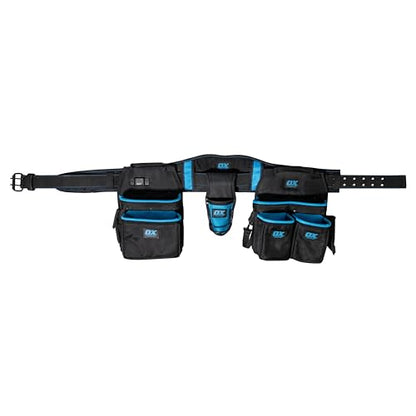 OX Pro Nylon Electrician Tool Belt with Pouches - Electrical Tool Belt with Padded Back Support - Made with Ballistic Nylon and PVC Coated Pouches - Cinturón para Electricista - size: Electrician Tool Belt