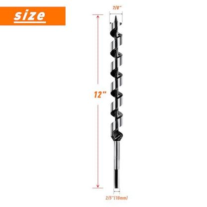 7/8 Inch x 12 Inch Long Ship Auger Drill Bit Set for Wood - size: 7/8"x12"