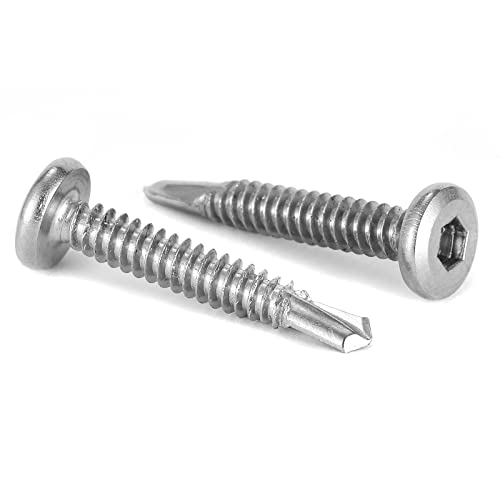 12 x 1-1/4" Stainless Steel Flat Head Socket Cap Screws, 100Pcs, Allen Socket Drive, Self Tapping - size: #12 x 1-1/4"