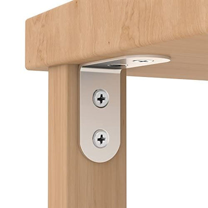 LuckIn 20-Pack Corner Brace 2.5" x 2.5", Heavy Duty Brushed Stainless Steel Thick L Brackets, Joint Right Angle Brackets with Screws for Wood Tables, Dressers, Chairs and Shelves