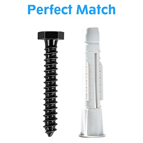 MOUNTUP Lag Bolt Kit for TV Wall Mount Comes with M8×65mm Lag Bolt & Washer for Wood Stud, Plastic Anchors for Concrete Wall, Includes Bubble Level for Easy Installation, MU0041-B