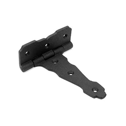 Renovators Supply Manufacturing T Strap Gate Hinges with Hardware 4 1/2 in. Black Rust Resistant Cast Iron Flush Mount Heavy Duty Gate Hinges - size: 4.5 inches - Pack of 1