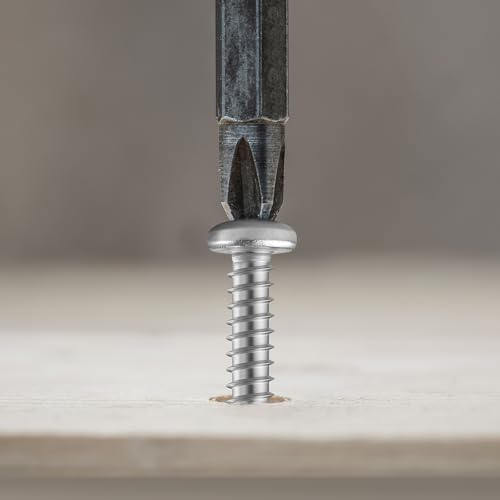 #8 x 1 Inch Pan Head Wood Screws, Phillips Drive, Stainless Steel 304 (18-8), Self Tapping for Wood, Sheet Metal Screws, 100 Pack - color: Silver, size: #8 x 1"