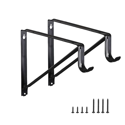 Closet Rod Brackets 11x9.5in, Closet Shelf Brackets 2 Pack, Black - size: 2 Pack, style: Black