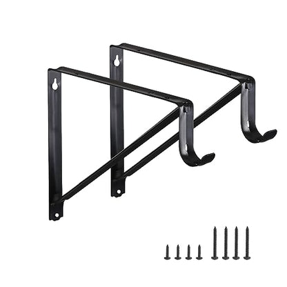 Closet Rod Brackets 11x9.5in, Closet Shelf Brackets 2 Pack, Black - size: 2 Pack, style: Black