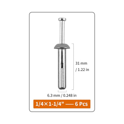 1/4" x 1-1/4"Hammer Drive Nail-in Anchors 40 Pack – Cement Wall Anchors for Concrete Brick Block – Zinc Plated Masonry Fasteners for Electrical Boxes, Brackets, Frames - size: 1/4x1-1/4"