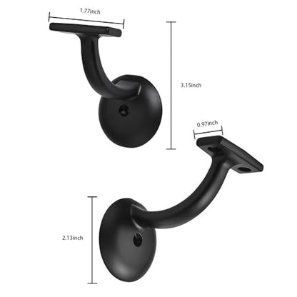 khtumeware 6 Pack Matte Black Hand Rail Bracket Heavy Duty Hardware for Stairways, Home or Office Stair Support Handrail Brackets - style: Matte Black