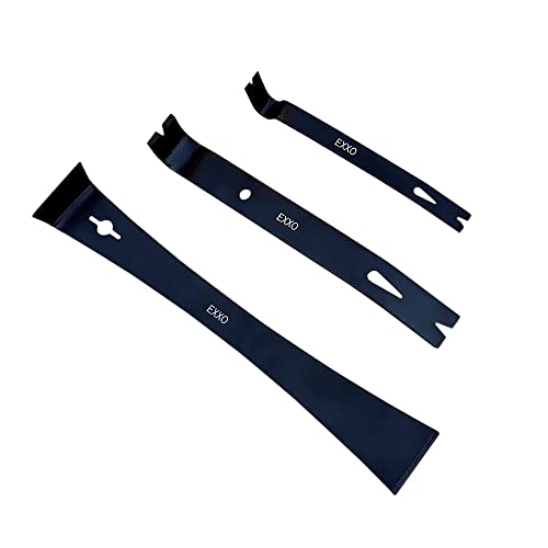 EXXO Tools Pry Bar Scraper Set - 3 Piece Pry Bar Set 5-1/2" Flat Pry bar 7-1/2" Flat Bar 9-1/2" Trim Pry Tool Scraper Tool Nail Puller Tool Tack Puller 3 Pc Utility Tool Set Trim Removal Tool