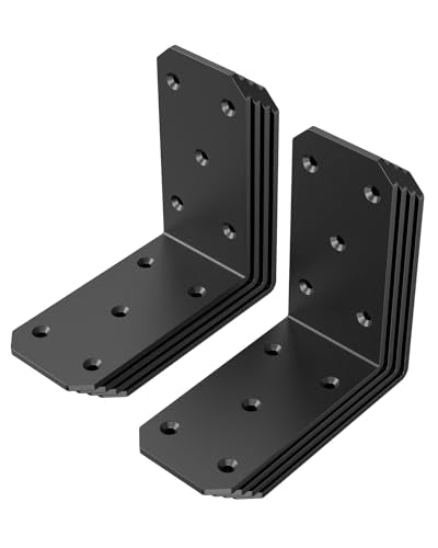 Heavy Duty L Brackets, 5x5 Inch, 300 LBS, Black, 8 Pack - color: Black-8PCS