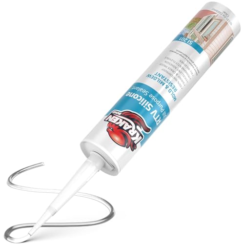 Kraken Bond Clear Silicone Sealant Waterproof% 100-10 fl oz Cartridge - RTV Silicone Caulk Kitchen and Bathroom, All Purpose, Window Caulking Sealant Outdoor Exterior Use Silicon, Gun Incl - 12 Pack - size: RTV Silicone Clear + Gun
