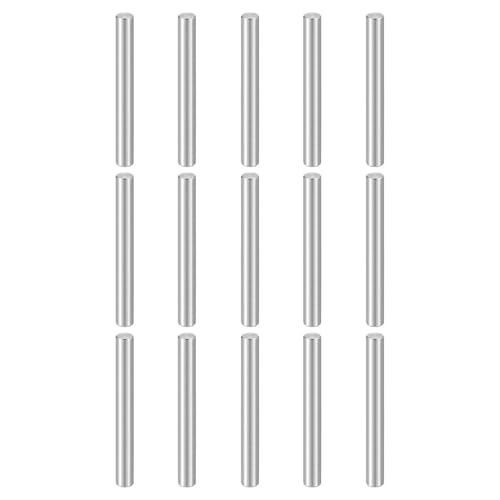 HARFINGTON 15pcs Dowel Pins M4(4mm) x 35mm 304 Stainless Steel Cylindrical Shelf Support Peg Pin Rod Fasten Elements for Metal Devices Wood Furniture DIY Installation, Silver - size: M4 x 35mm