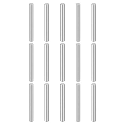 HARFINGTON 15pcs Dowel Pins M4(4mm) x 35mm 304 Stainless Steel Cylindrical Shelf Support Peg Pin Rod Fasten Elements for Metal Devices Wood Furniture DIY Installation, Silver - size: M4 x 35mm