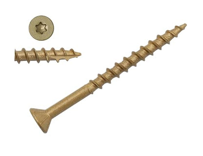 LBY 100pcs Deck Screws, # 8 × 2'' Heavy-Duty Outdoor Wood Screws, Alloy Steel, Galvanized & Rust-Resistant with Road Rust Treasure Technology, Star Bit, (Golden) - size: # 8 × 2''