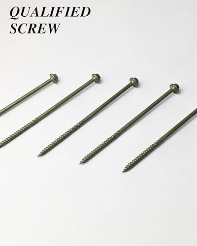50Pcs #14 x 8 Deck Screws Hex Flanged Head Lag Screw Bolts, Epoxy Coated Rust Resistant Exterior Structural Wood Screws 8 Inch, Hex Socket Included Green Outdoor Decking Screw for Wood Fence - size: 14 x 8"
