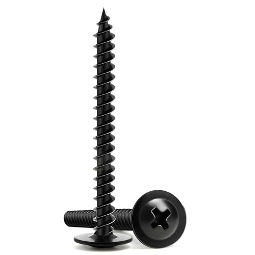 Truss Head Wood Screws #8 x 1-5/8 Inch, 60PCS, FIXLINK Self Tapping Screws - color: Black, size: #8 x 1-5/8"