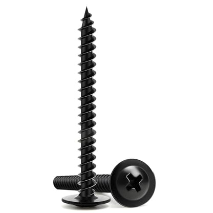 Truss Head Wood Screws #8 x 1-5/8 Inch, 60PCS, FIXLINK Self Tapping Screws - color: Black, size: #8 x 1-5/8"