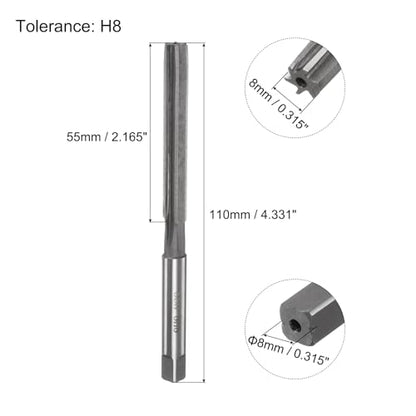 uxcell Hand Reamers, 8mm H8 Metric Reamer Drill Bit for Metal Wood Hole Reaming, Straight Flute High Speed Steel (HSS) Tool - size: 8mm