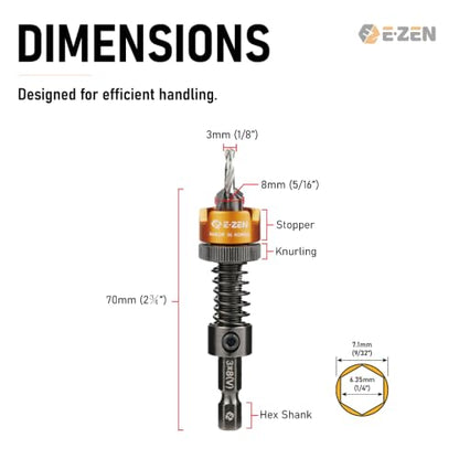 Depth Adjustable Countersink Drill Bit (3 x 8mm, 1/8" x 5/16") 1PCS - size: 3 x 8mm (1/8" x 5/16")