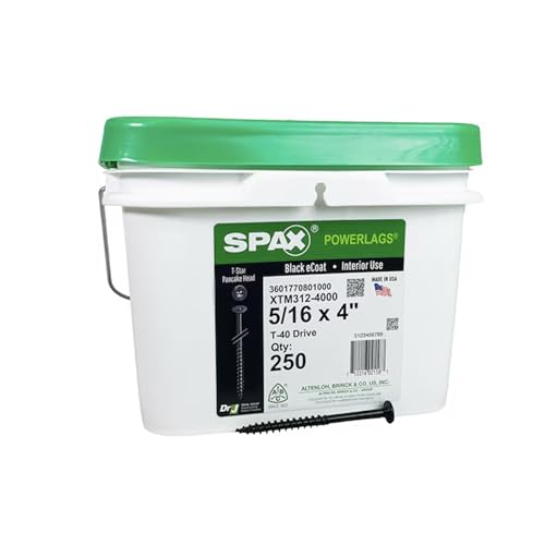 5/16" x 4" Powerlags Interior Pancake Head Structural Wood Lag Screws (250 pcs) T40 T-Star Heavy Duty - size: 5/16" x 4"