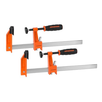 Jorgensen 12" Heavy-Duty Steel Bar Clamp Set, 1000 lbs Load Limit, 2-Pack - size: 12 Inch Heavy Duty