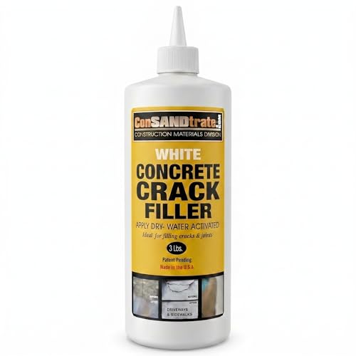 ConSandtrate Concrete Crack Filler - 3 lb. (Single Bottle) - Polymer Based Sealant for Filling in Concrete Cracks on Driveways, Walkways and Patios (White) - color: White
