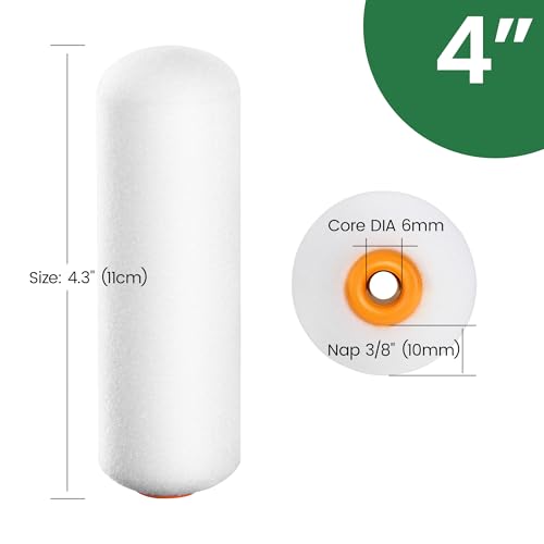 VOOMEY Mini Paint Roller Covers, 4 Inch High Density Foam Roller, 24 Pack - style: 4 inch 24 pack（white）