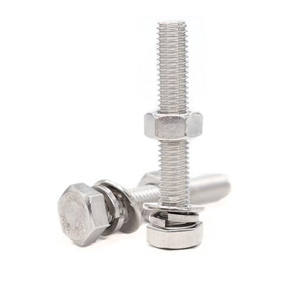 6-Pack M10 x 70mm Hexagon Screws Hex Bolts with M10 Hex Nuts Flat Washers/Spring Lock Washers Set, 304/18-8, Plain Finish - size: 6-Pack M10 x 70mm