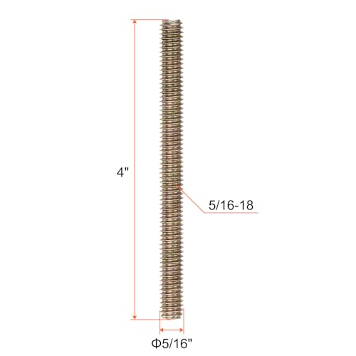 uxcell 10pcs Color Zinc Fully All Threaded Rod 5/16"-18, 4" Length, Carbon Steel Thread Screw for Furniture Mounting Assembly Fastening - size: 5/16x4 inch