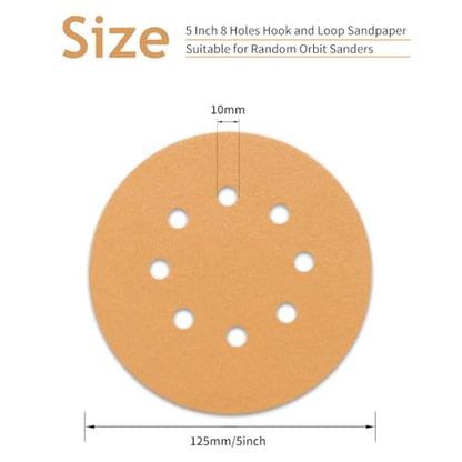 50 PCS 150 Grit 5 Inch 8 Hole Sanding Discs - style: 150 Grit,50-Pack