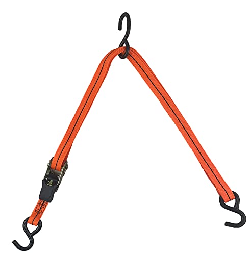 Cajun Tie Downs 3-Point Ratchet Tie Down Strap, Jet Ski, Sea Doo & Wave Runner Transom Straps, Vinyl S-Hooks, Made in USA, Black, 8 ft - color: Orange, size: 8 Feet