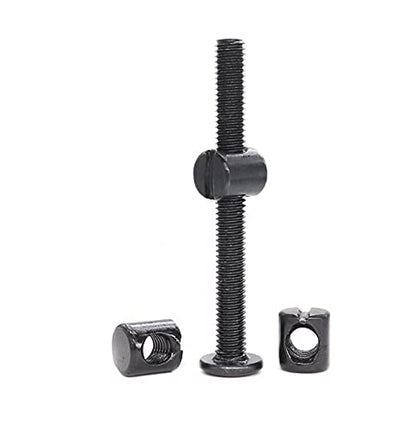 cSeao 10-Pack M6 50mm Black Socket Cap Screws Barrel Nuts Set for Furniture Crib Chairs - size: M6x50mm 10-Pack
