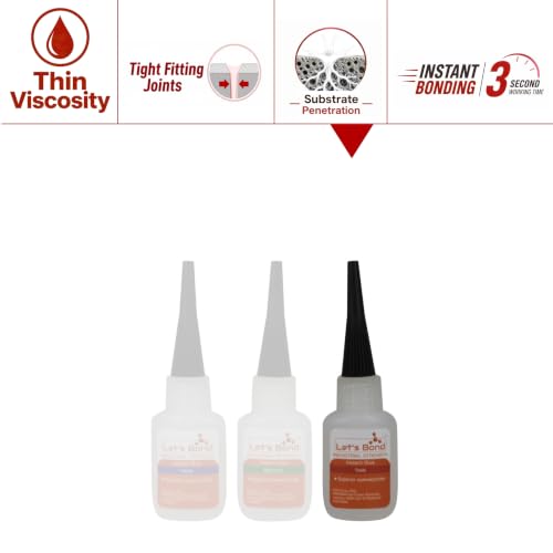 Let's Bond 0.5 oz Thin Professional Grade Instant Glue, Premium Cyanoacrylate, 5 CPS - size: 0.5 oz