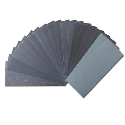 Sandpaper Variety Pack, 20PCS Sand Paper Assorted for Wood Metal Sanding, Wet Dry Sandpaper Sheets 120/240/320/400/600/800/1200/1500/2000/3000 Grits, 9 x 3.6 Inch - size: 9x3.6inch assorted grit