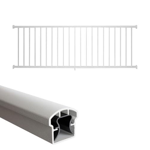 Weatherables 42 in. H x 8 ft. W Stanford Deck Railing Kit – Aluminum Porch & Balcony Railing Kit with White Powder-Coated Finish, Adjustable Outdoor Hand Rail System - size: 42 in. Height, style: 8 ft. Straight