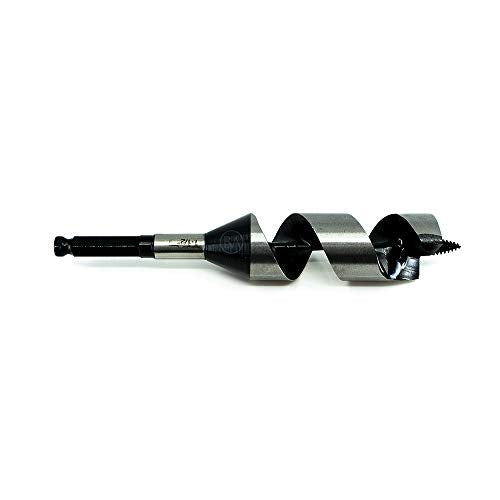 Benchmark Abrasives 1-1/2 Inch Auger Drill Bit for Woodworking, 7/16” Hex Shank Tool for Smooth, Clean Cuts Hole Carbon Steel Hole Cutter Drill Bit for Drilling on Soft & Hard Wood, MDF, Plywood - size: 1-1/2"