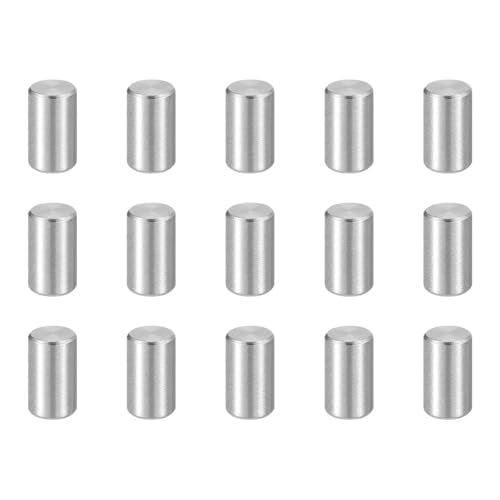 HARFINGTON 15pcs Dowel Pins M4(4mm) x 6mm 304 Stainless Steel Cylindrical Shelf Support Peg Pin Rod Fasten Elements for Metal Devices Wood Furniture DIY Installation, Silver - size: M4 x 6mm
