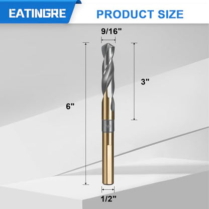 9/16 Inch Drill Bit, Reduced Shank High Speed Steel Bit with 1/2" Shank, HSS 4241 Black & Gold Drill Bits for Mild Steel, Metal and Hard Wood - size: 9/16 Inch