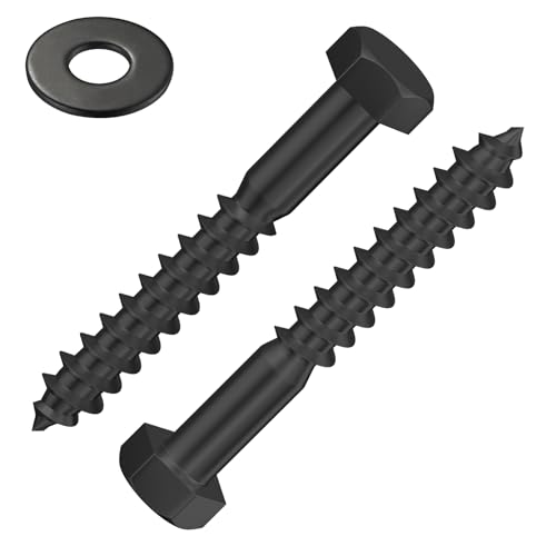 Wensilon Lag Screws Wood Screws,(60PCS, 1/4" x1-1/2, Black) Hex Head Lag Bolts,(6x40) Heavy Duty Lag Screws,304 Stainless Steel Bolts 18-8 - color: Black, size: 1/4"x1-1/2"
